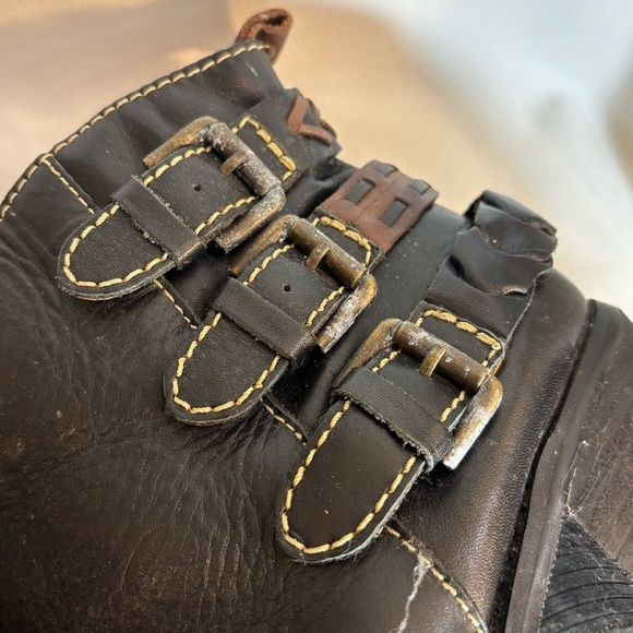 PIKOLINOS Sz 39 Leather Ankle Boots With Decorative Straps Stacked Heels Zipper - Picture 8 of 15